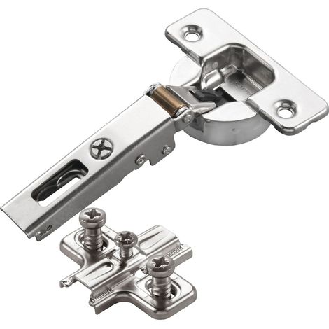 2 x Salice Topfband Serie 700 mit Dämpfer im Topf 110° Bohrbild T52 Eckanschlag inkl. Kreuz-Montageplatte Höhe 3 mm mit vormontierten Euroschrauben, Langlochverstellung Schrankscharnier von SOTECH (1/5)