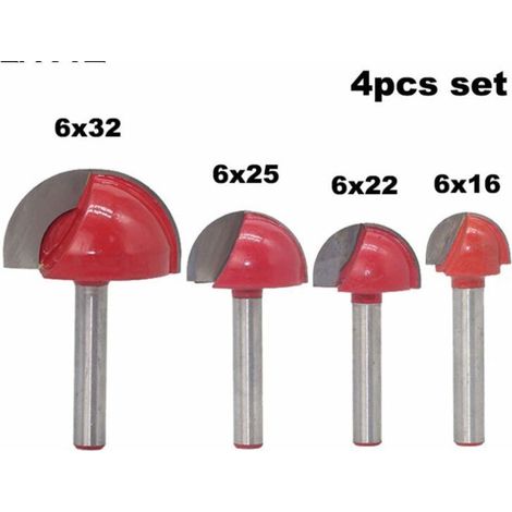 Fraise à rainure ronde pour bois – Embout de fraise CNC 16 mm, 22 mm, 25 mm et 32 mm – Lot de 4 pièces pour routeur et machine à commande numérique
