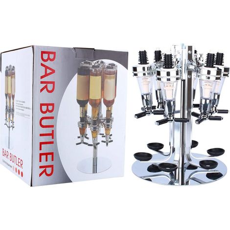 Distributeur de boissons et de vins rotatif mural pour 6 bouteilles, style bar/majordome en acier inoxydable (1/5)
