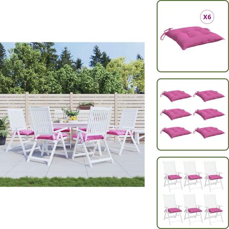 The Living Store Cojines de silla 6 uds tela Oxford rosa 50x50x7 cm - Cojines de jardín