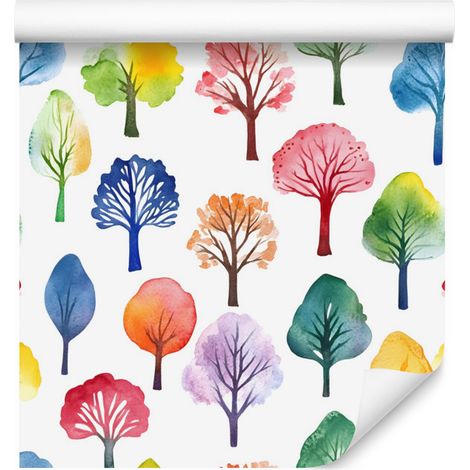 Tapete mit Blumen- und Blättermotiv in Weiß und Koralle für Wohn- und Schlafzimmer, 50 x 1000 cm (1/5)