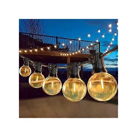 LED Lichterkette Auen Strom, 10M Lichterkette Outdoor Glhbirnen Auen mit 25+3 G40 Birnen IP44 Wasserdicht, Innen/Auen Lichterketten für Garten, Terrass