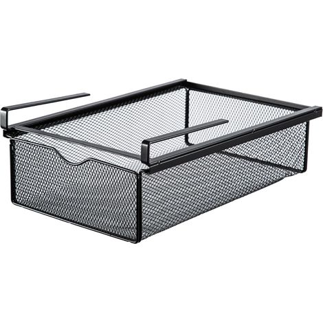 Youyijia Drawer Organiser Lower Hanging Drawer Box Metal Mesh Drawer Organiser No-Punch Iron Organiser Drawer Organiser Wardrobe Pull Out Organiser For Underwear Bras Socks Storage (Black) (1/5)