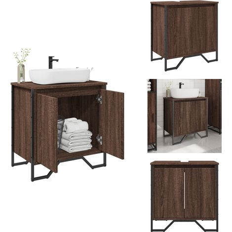 Armoire lavabo de salle de bain chêne marron 60x35x60 cm - Armoire Lavabo De Salle De Bain - Armoires Lavabo De Salle De Bain - Placard Lavabo De Salle De Bain - Meuble Lavabo (1/5)