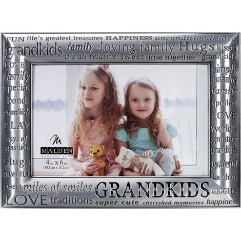 Cadre Photo Moderne en étain moulé sous Pression avec Expressions de Petits-Enfants Argenté 10 x 15 cm (1/4)
