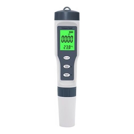 Testeur de qualité de l'eau 3 en 1 : pH-mètre, TDS et température. Écran LCD numérique EZ 9901. Idéal pour les piscines et les réservoirs d'eau potable. (1/5)