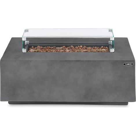 Tower T978528 Magna Rectangular Gas Fire Pit made from Magnesium Oxide, Fire and Moisture Resistant, Grey (1/5)