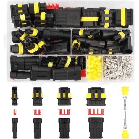 300 Pièces Connecteur Automobile Connecteur Etanche 1 2 3 4 Broches Fils Connecteur Electrique Etanche Connectique Electrique Moto Kit de Connecteur Étanche pour Moto Voitur Bougies (1/5)