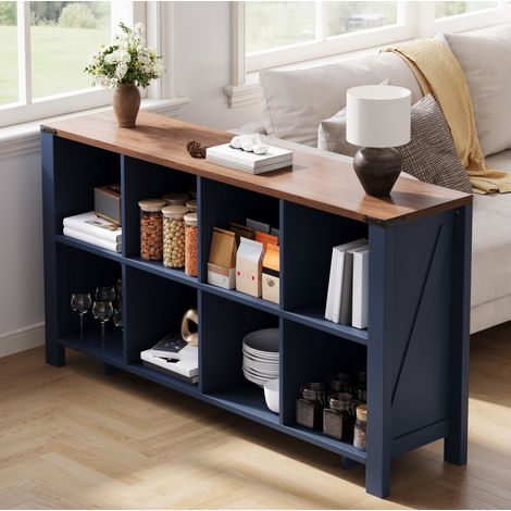 Mobile contenitore orizzontale a 8 scomparti 140 x 34 x 75 cm in MDF blu DESVIAE (1/5)