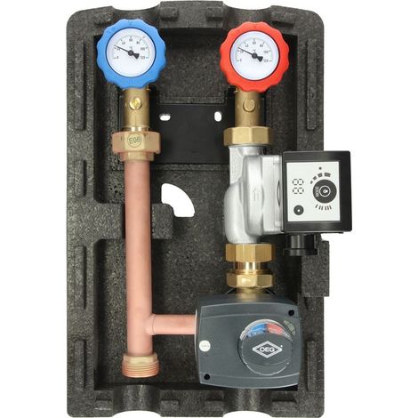 Groupe de raccordement chauffage circuit mélangé servomoteur et pompe