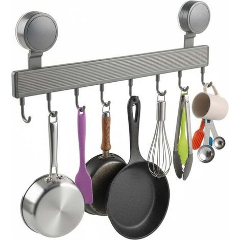 Wandmontierter Küchenutensilienhalter, kein Bohren erforderlich, aus Aluminium, ideal für Küche, Bad und Schlafzimmer. (1/4)