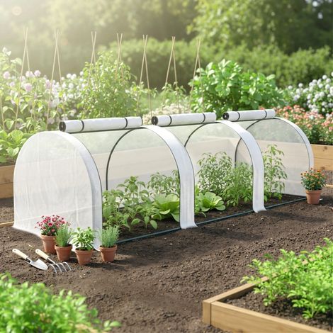 Serra tunnel da giardino in acciaio 295 x 100 x 80 cm OKMYHOME (1/5)
