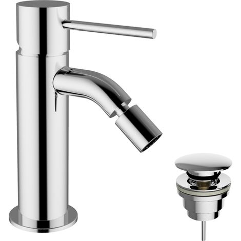 Schläfer 28505015 Miscelatore Monocomando per Lavabo Bidet Serie Fonte2 con Piletta Click-Clack, 1" 1/4, Rubinetto Miscelatore Lavandino Bagno e Bidet, Cartuccia da Ø 25mm, Finitura Cromo e Argento (1/5)