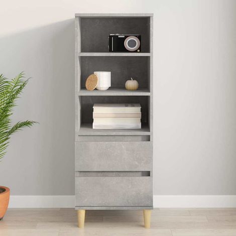 Buffet haut - Armoire de rangement Enfilade Gris béton 40x36x110 cm Bois d'ingénierie BV515983 - BonneVie (1/5)