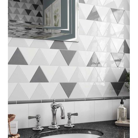 Carrelage mural faïence effet graphique SCALE TRIANGOLO triangle 12.4x10.8cm Triangle 12.4x10.8cm Blanc - Brillant - boîte de 0.20 m2  edecea -  - b (1/2)