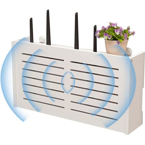 1 Boîtier de rangement mural, support routeur Wi-Fi, organisateur câbles, couvercle avant, pour bureau et maison (1/5)
