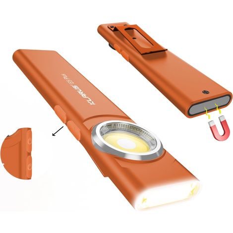 E5 Plus Lampe de poche EDC ultra-fine, double interrupteur, triple éclairage, 650 lumens, rechargeable par USB-C, ultra-portable, avec base magnétique et clip de poche