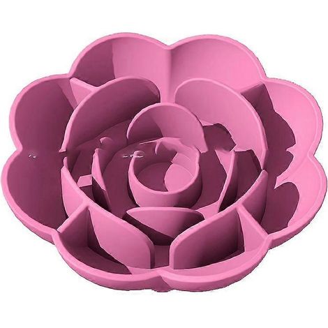 Comedero lento de silicona para perros, diseño en forma de rosa, base antideslizante con ventosa, apto para lavavajillas, promueve una alimentación saludable para perros pequeños y medianos. (1/5)