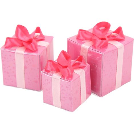Ensemble de 3 mini-boîtes, adorables décorations à l'échelle 1:12, matériel de loisirs créatifs en papier, ensemble de figurines cadeaux de Noël pour décorations de fête. (1/5)