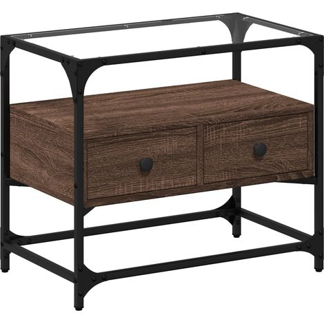 Mobile TV multimediale Scaffale TV Credenza TV Sala da pranzo Soggiorno Camera da letto con piano in vetro Rovere MDF Marrone 020026417