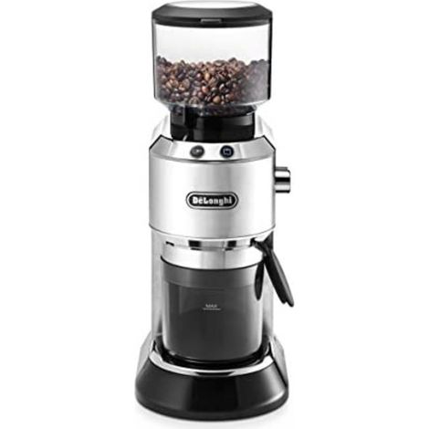 De'Longhi KG 520.M Molinillo de café eléctrico con con manejo manual, 2 teclas de control, 150 W, 14 tazas, plata (1/5)