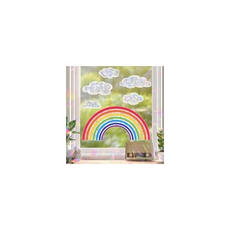 Fensteraufkleber, Regenbogen-Sonnenfänger-Fensteraufkleber, Vogel-Antikollisions-Glasaufkleber, Regenbogenprismen-Glasaufkleber, für Zuhause, Büro, Wohnzimmer, Küche - Crezuo