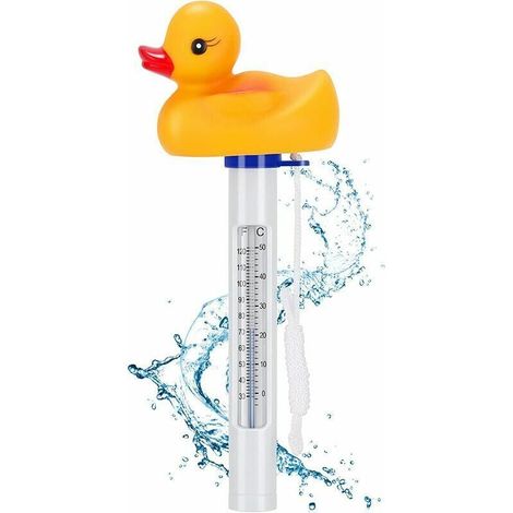 Thermomètre flottant pour piscine avec cordon, en forme de canard et de poisson, pour mesurer la température de l'eau des piscines, spas, jacuzzis et aquariums.-AquaForge (1/5)