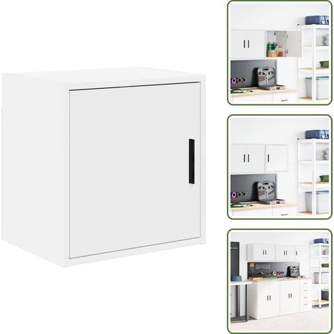vidaXL Armoire murale de garage blanc bois d'ingénierie (1/5)