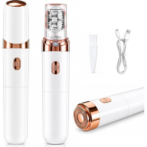 Epilateur Visage Femme, Épilateur Facial 2-en-1 Sans Fil Rechargeable avec Lumière LED, Tondeuse Visage Indolore pour Femmes, Rasoir Portable Électrique pour Visage, Jambes, Bras et Maillot (1/5)