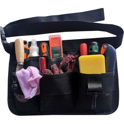 Sac banane pour outils de jardinage, ceinture, tablier à outils Oxford robuste avec 7 poches de différentes tailles et profondeurs (noir) (1/4)