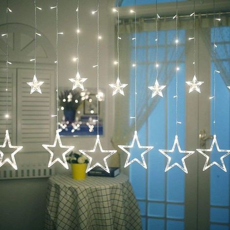 Christmas Star Curtain Lights, 138 LED String Lights with 12 Stars, 8 Modes Christmas Window Lights for Christmas Tree, Party, Wedding, Garden, Bedroom, Christmas Decoration (1/5)