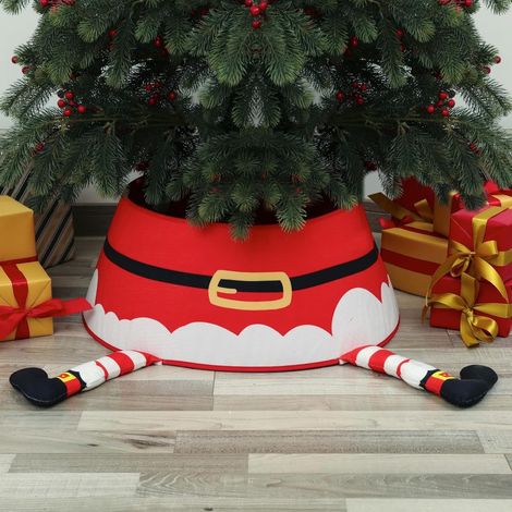 Jupe de sapin de Noël décorative avec bonnet de Père Noël 3D rouge, décoration de bureau non éclairée pour la maison, le bureau et les vacances (1/2)