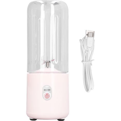 Blender portable multifonction 6 lames rechargeable USB, mini mixeur à fruits, presse-agrumes, gobelet pour la maison et les étudiants, 500 ml, rose (1/5)