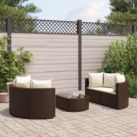 Salon de jardin avec coussins 5 pcs marron résine tressée vidaXL (1/5)