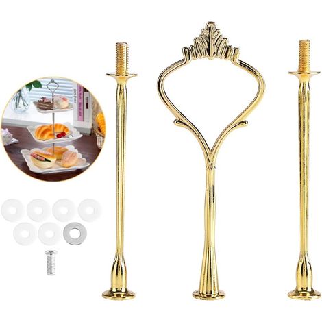Présentoir à Gâteau Multi Étages Support de Assiette à Gâteau Dessert Plats Service Poignée de Plateau à Cupcake pour Mariage Fête Soirée Anniversaire, Plateau Non Incluse(3-tiers Crown Gold) (1/5)