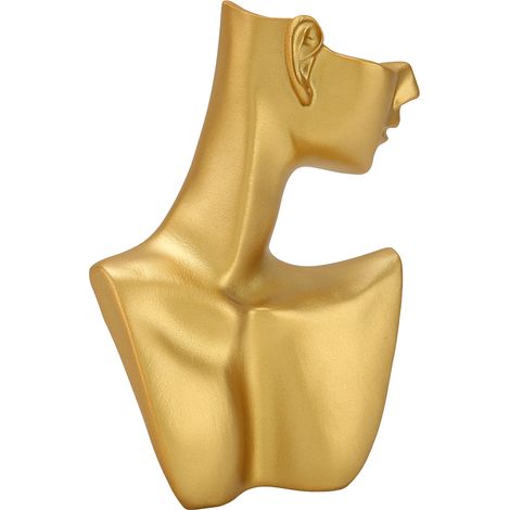 Buste de présentation de bijoux en résine dorée, élégant mannequin pour colliers et boucles d'oreilles, idéal pour les bijouteries. (1/5)