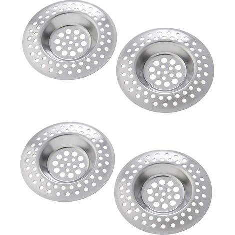 Spülbecken-Sieb – Edelstahl – Für Waschbecken, Badewanne und Küchenspüle – 7 cm Durchmesser – 4er-Pack (1/5)