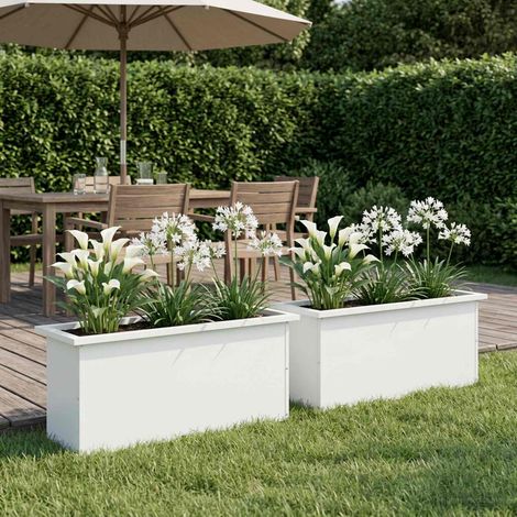 vidaXL Jardinera para jardín con luces LED 2 uds. Blanco (1/5)