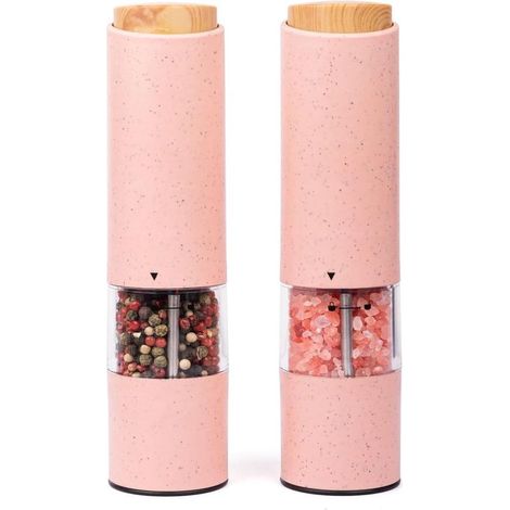 Set de 2 moulins à poivre et sel – Rose – Électriques – LED – Granularité réglable (1/5)