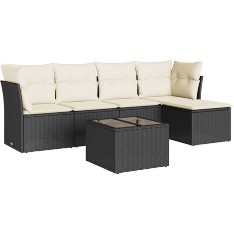 Maison Exclusive - 6-tlg. Garten-Sofagarnitur mit Kissen Schwarz (1/3)