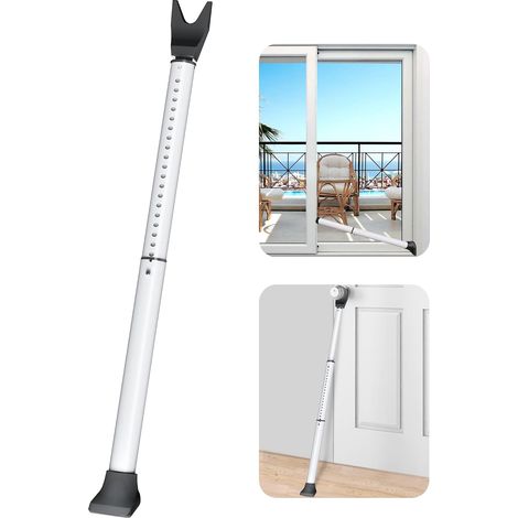 Securite porte d'entrée, Blanc Barre de Securite Porte Entree, Bloque Porte Coulissante, Poignee Porte Entree, Bloque Poignee de Porte, Barre de Sécurité de Porte (1/5)