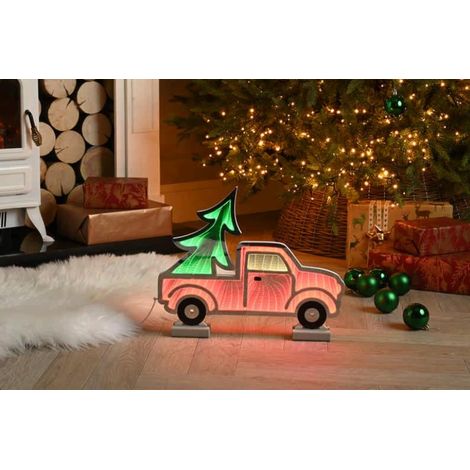 Festive Truck with Tree Infinity Christmas Decoration Light - 40cm