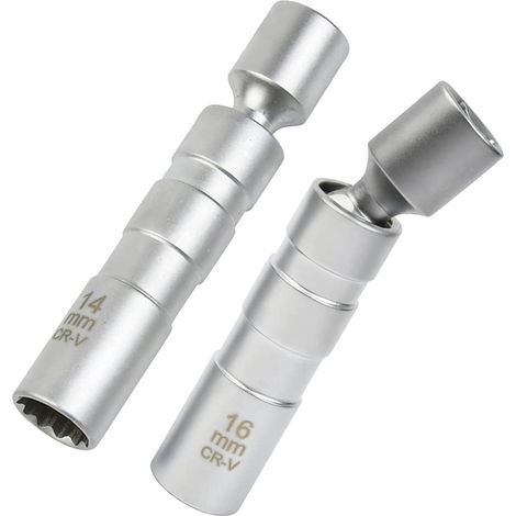 2pcs Douille Bougie 16mm/14mm, Clé a Bougie Magnétique, Clé à Douille pour Bougie d'Allumage, Entraînement Magnétique à 12 Points pour Retirer Les Bougies D'allumage Automobiles (1/5)