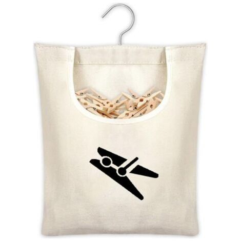 BUNTHAUS Sac à Pinces à Linge, Panier Pince à Linge a Suspendre, Panier a Epingle a Linge Exterieur, Porte Epingle a Linge avec Crochet, Portable Sac de Rangement pour Pinces à Linge Jouets Chaussette