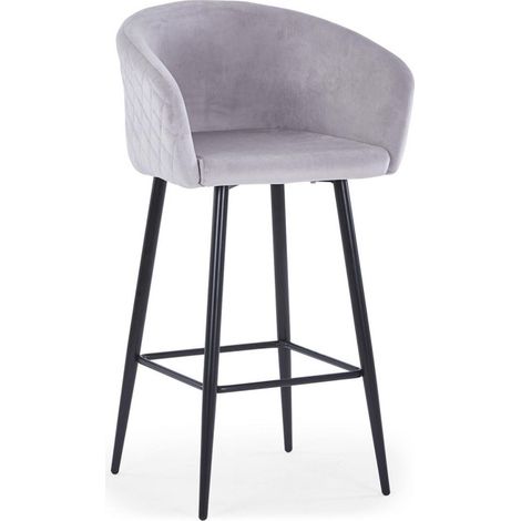 Chaise de Bar en Velours "Kandi" 106cm Argent (1/4)