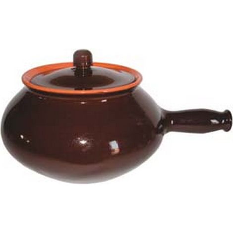 1PZ cuocipatate in terracotta brunella con coperchio - cm.22