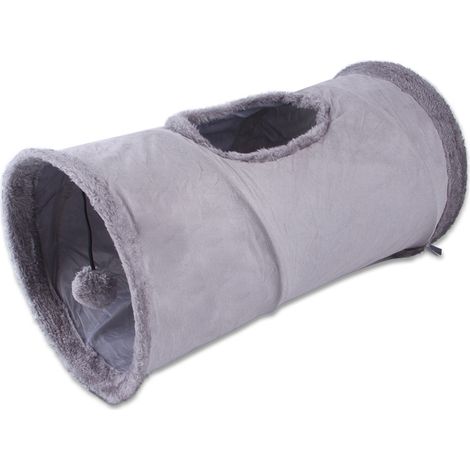 Tunnel pliable pour chat, tunnel de jeu pour chat, tunnel en daim durable pour animaux de compagnie avec balle