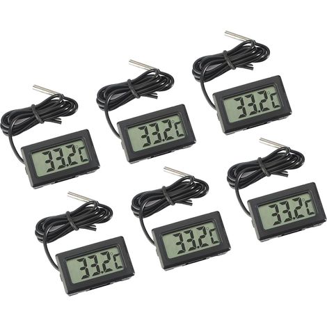 Thermomètre Moniteur de Température avec Sonde Externe Pour Réfrigérateur Congélateur Aquarium - Noir(6 pièces) (1/5)