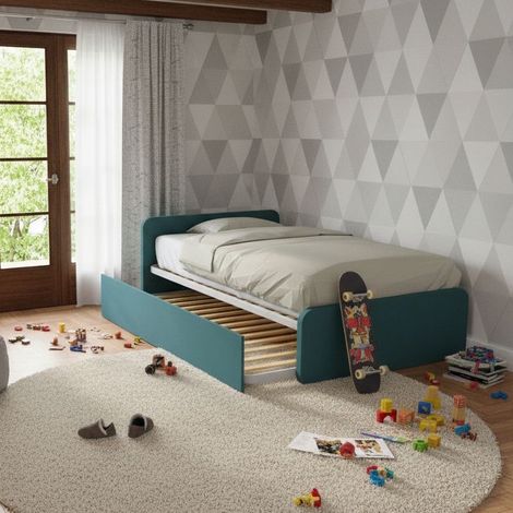Letto 1 piazza e mezza con letto estraibile - Verde Petrolio