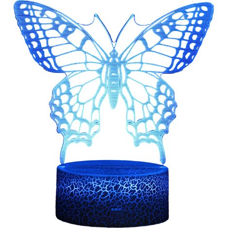 Lampe 3D - LED - 16 Couleurs - Télécommande - Veilleuse Papillon - Pour Chambre Enfant - 1 Pièce (1/5)